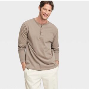 Goodfellow‎ & Co Vintage Long Sleeve Henley Brown XXL Cotton NWOT